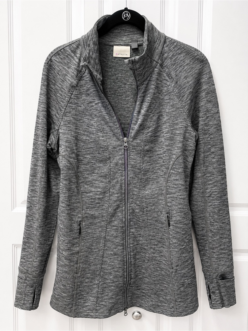 Athleta Heathered Gray Full-Zip Utility Jacket